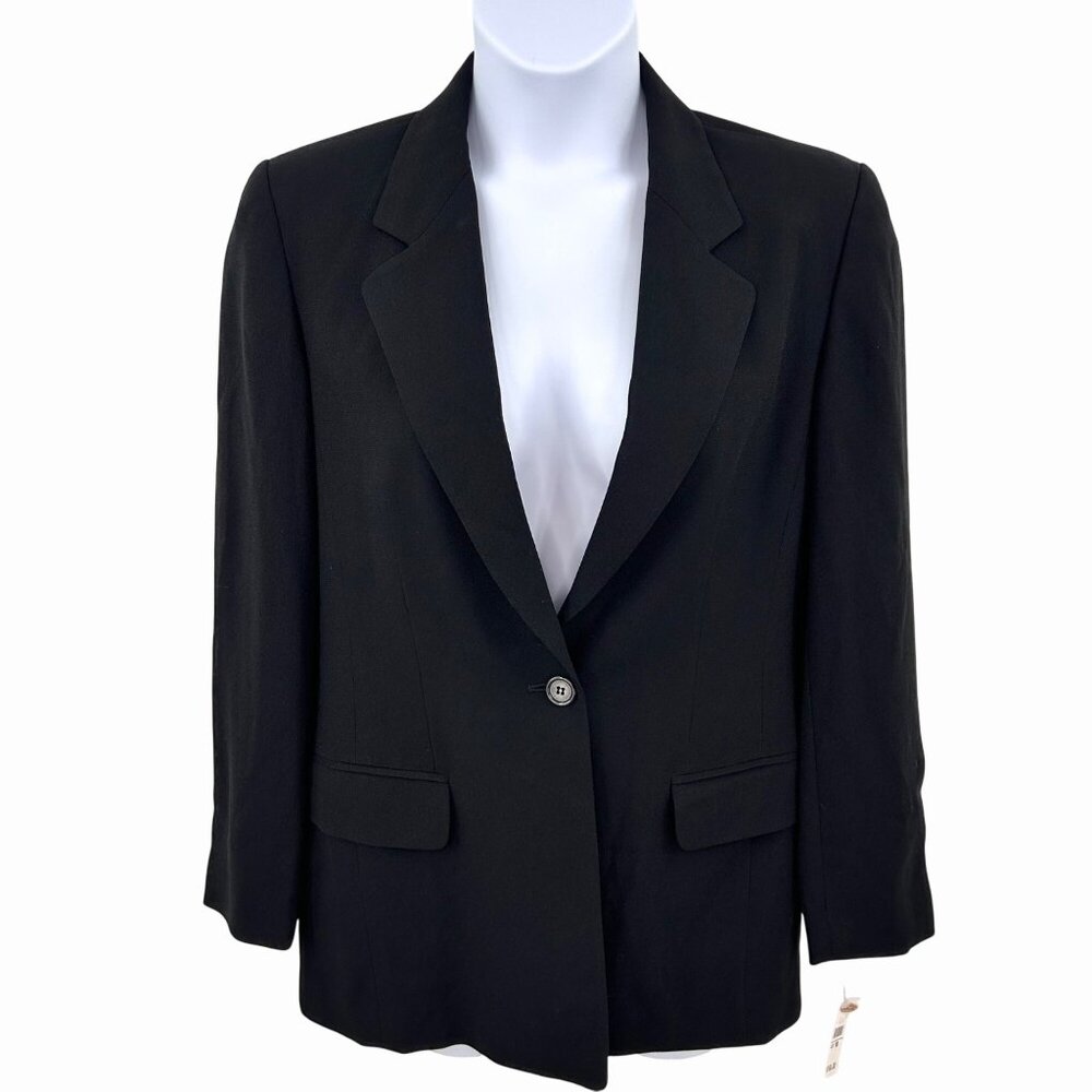 NWT TALBOTS BLACK SINGLE BUTTON BLAZER JACKET - 10 MADE IN USA